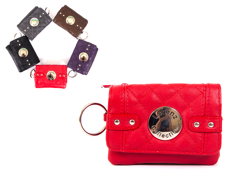 7550 Red Smll Smth PU Purse wt Zips, Flap,Keyring - Click Image to Close